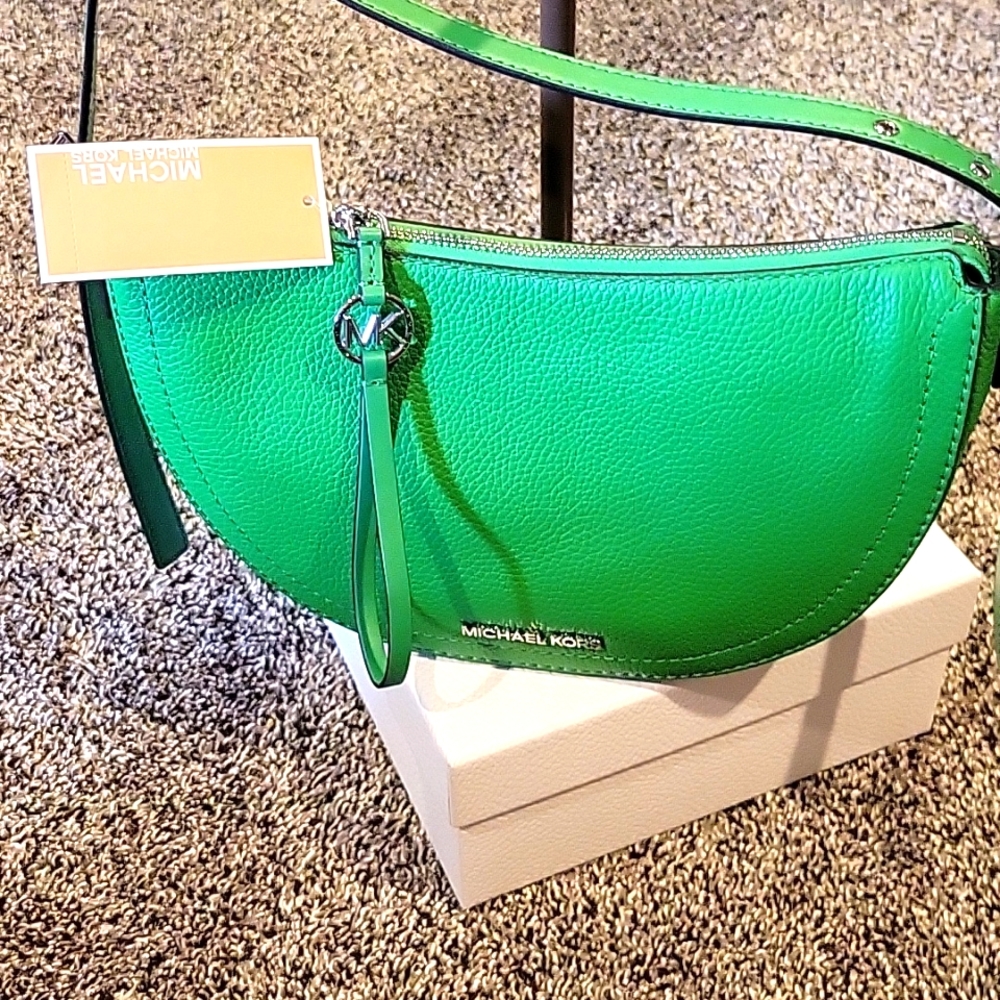 NWT green leather Michael Kors crossbody purse